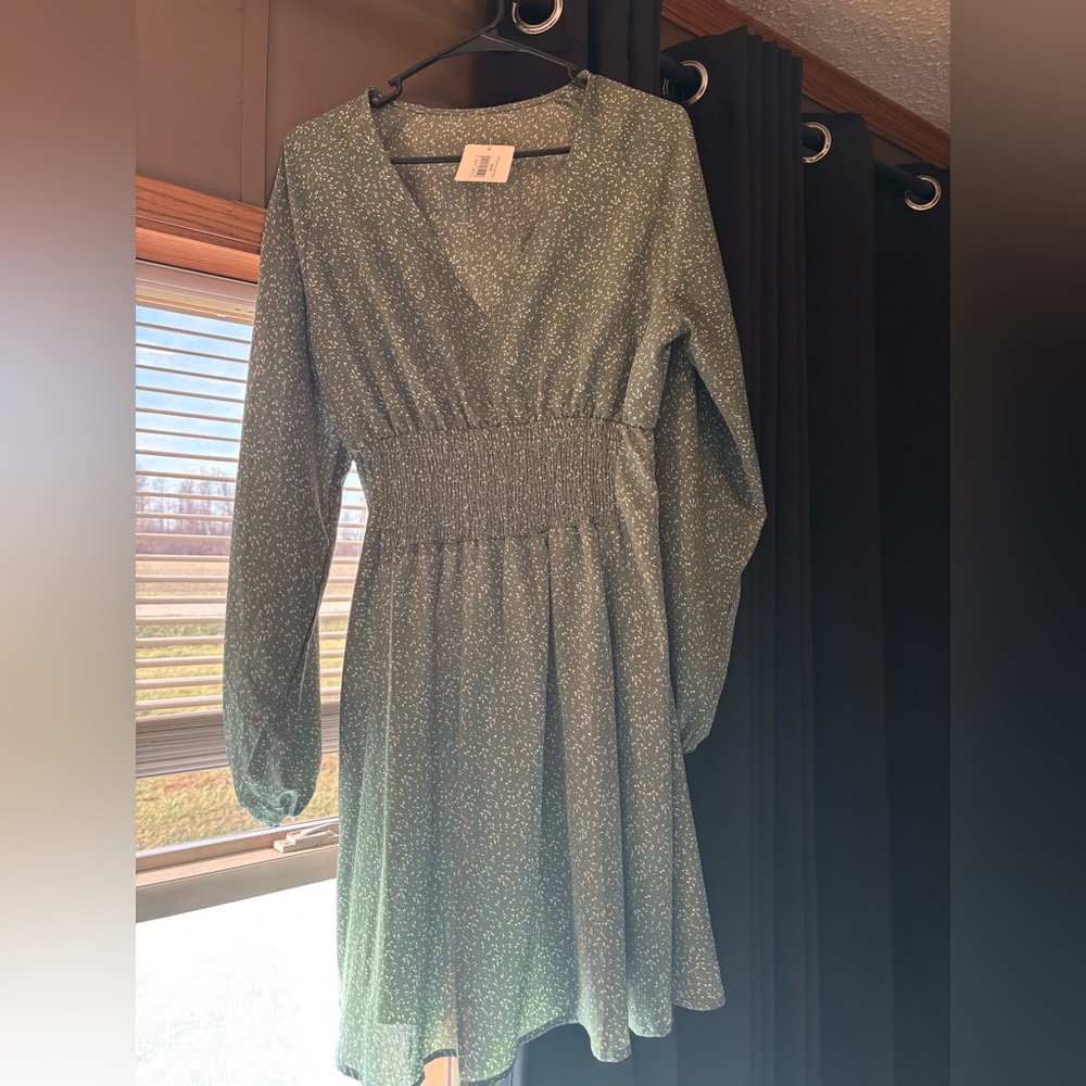 Green floral dress